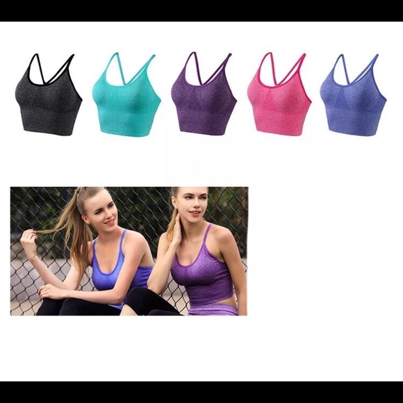 3/$15 Black Sports Bra Crop Top Gym Exercise Yoga - Picture 8 of 8